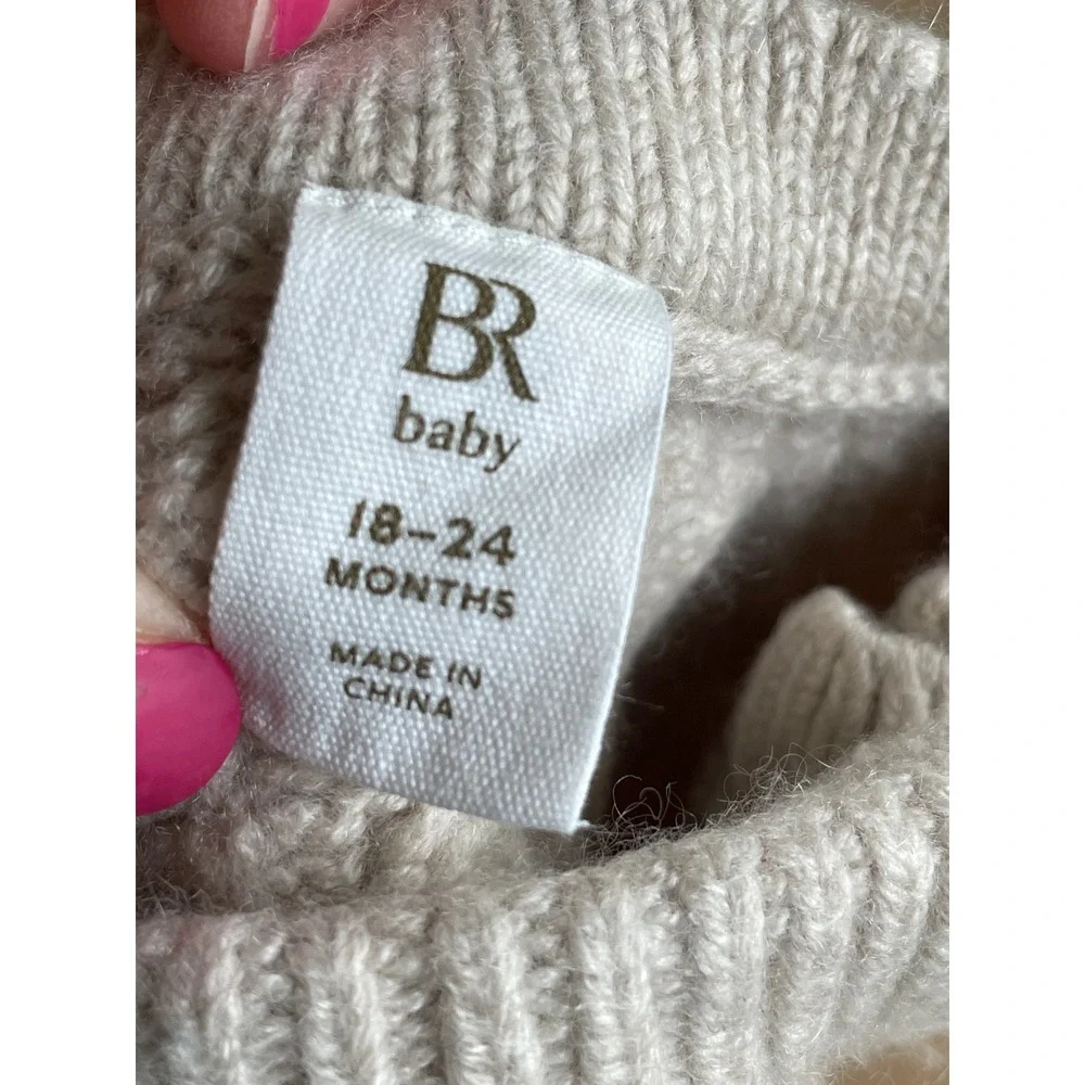 BR Baby Merino Wool Cashmere Cable Knit Sweater Oatmeal Girl Boy Unisex